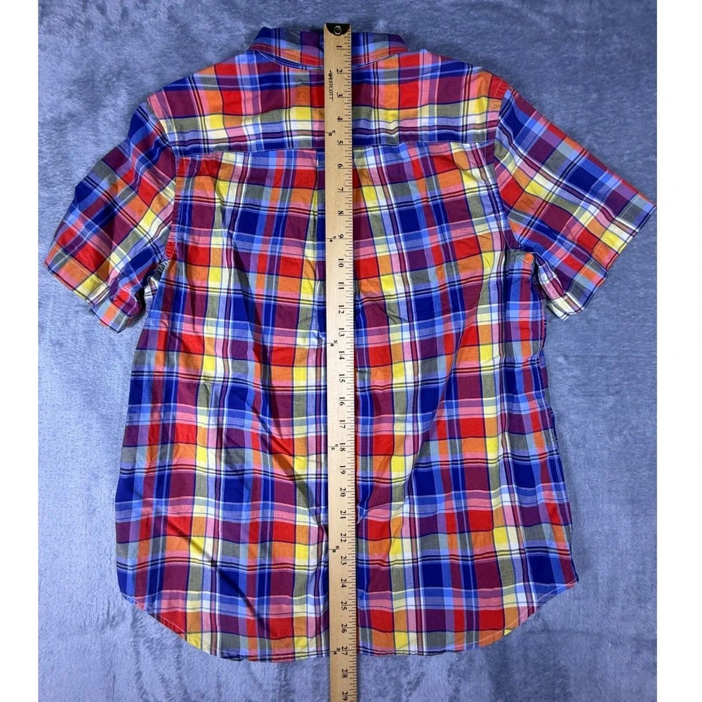 Ralph Lauren Boys Large 14-16 Short Sleeve Plaid Button Down Shirt Multicolor